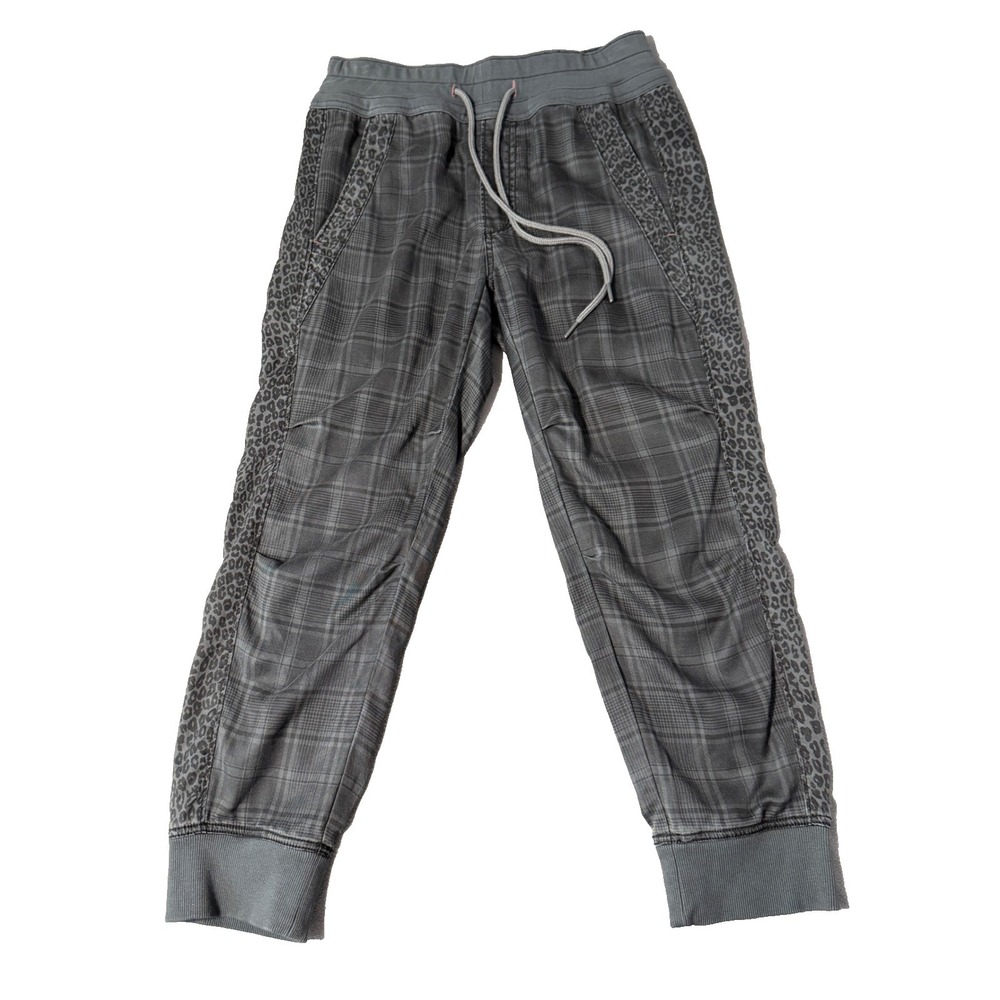 Anthropologie Kallie Joggers Womens XSP Gray Plaid Leopard Print Mixed‎ Print